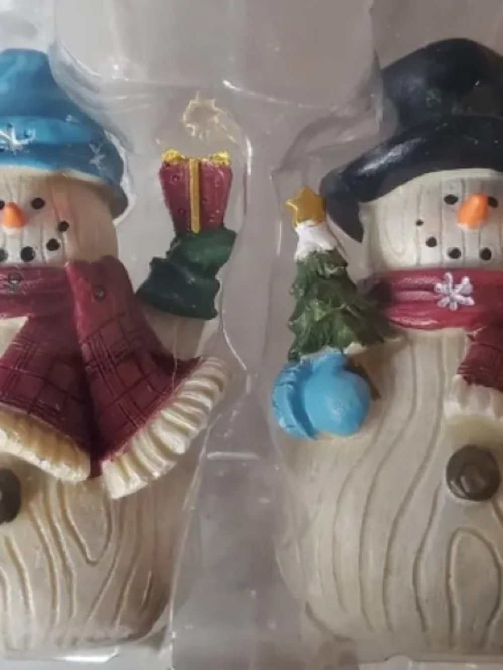 Holiday Snowman Garland Pair in Blue, Red, Cream